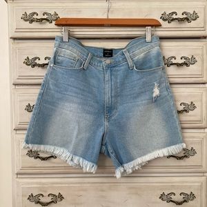 Light Wash Frayed Denim Shorts